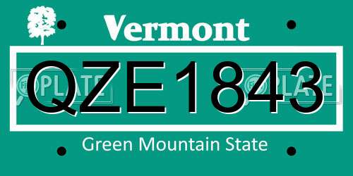 QZE1843 Vermont License Plate