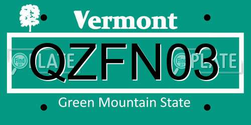 QZFN03 Vermont License Plate