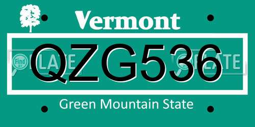 QZG536 Vermont License Plate
