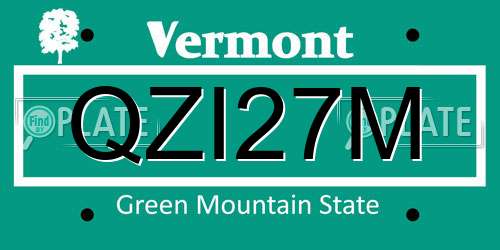 QZI27M Vermont License Plate