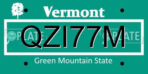 QZI77M Vermont License Plate