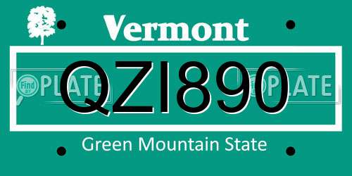 QZI890 Vermont License Plate