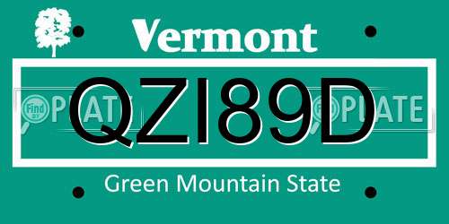 QZI89D Vermont License Plate