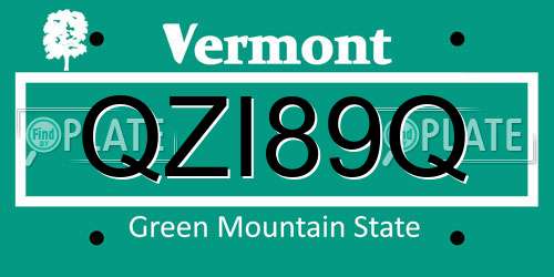 QZI89Q Vermont License Plate