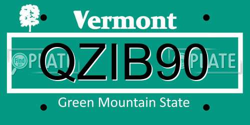 QZIB90 Vermont License Plate