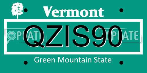 QZIS90 Vermont License Plate