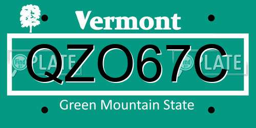 QZO67C Vermont License Plate