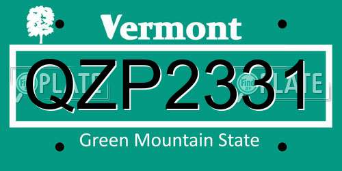 QZP2331 Vermont License Plate