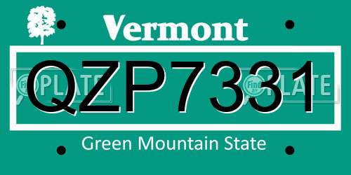 QZP7331 Vermont License Plate
