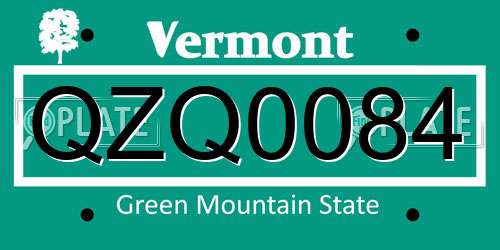 QZQ0084 Vermont License Plate