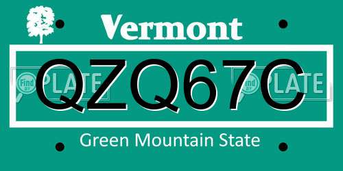 QZQ67C Vermont License Plate