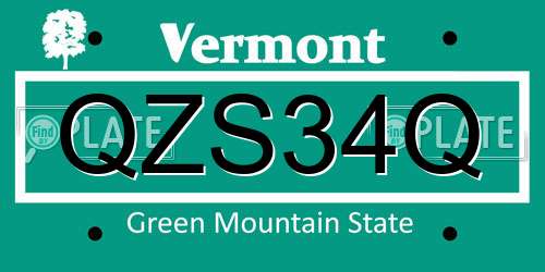 QZS34Q Vermont License Plate