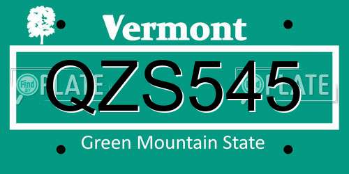 QZS545 Vermont License Plate