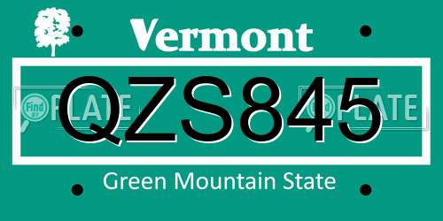 QZS845 Vermont License Plate