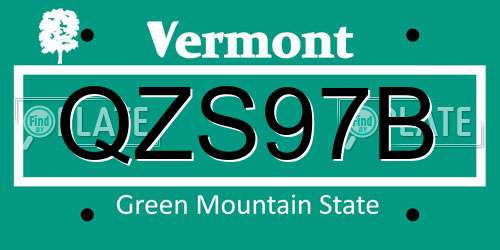 QZS97B Vermont License Plate