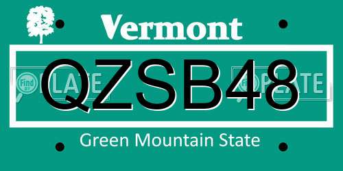 QZSB48 Vermont License Plate