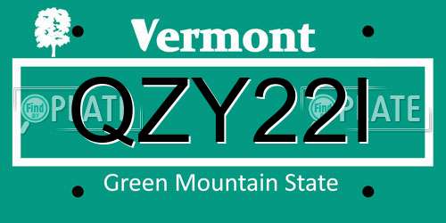 QZY22I Vermont License Plate
