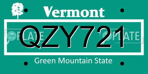 QZY721 Vermont License Plate