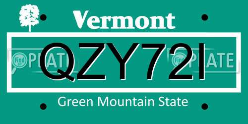 QZY72I Vermont License Plate