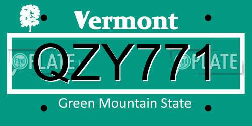 QZY771 Vermont License Plate