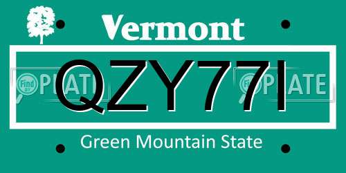 QZY77I Vermont License Plate