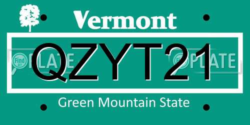 QZYT21 Vermont License Plate