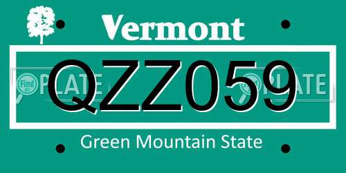QZZ059 Vermont License Plate