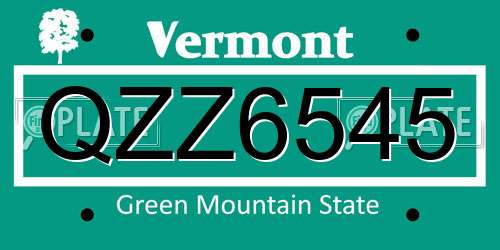 QZZ6545 Vermont License Plate