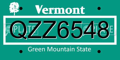QZZ6548 Vermont License Plate