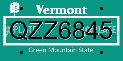 QZZ6845 Vermont License Plate