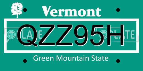 QZZ95H Vermont License Plate