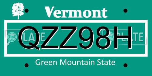 QZZ98H Vermont License Plate