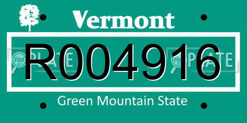 R004916 Vermont License Plate