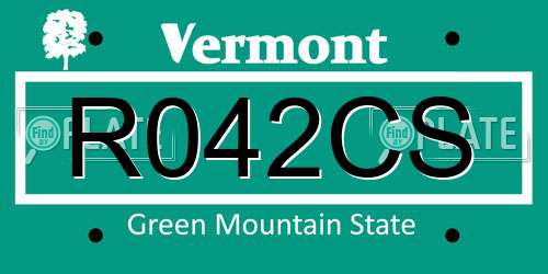 R042CS Vermont License Plate