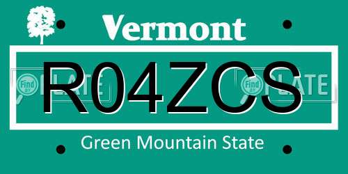 R04ZCS Vermont License Plate