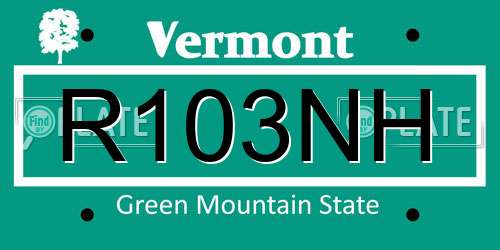 R103NH Vermont License Plate