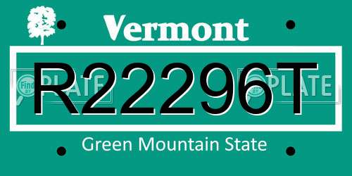 R22296T Vermont License Plate
