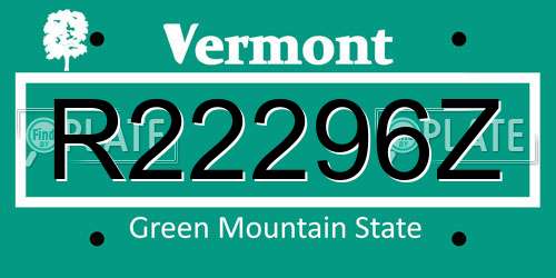 R22296Z Vermont License Plate