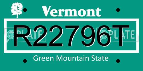 R22796T Vermont License Plate