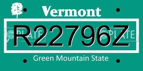 R22796Z Vermont License Plate