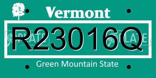 R23016Q Vermont License Plate