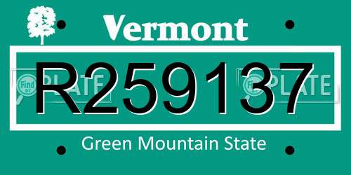 R259137 Vermont License Plate