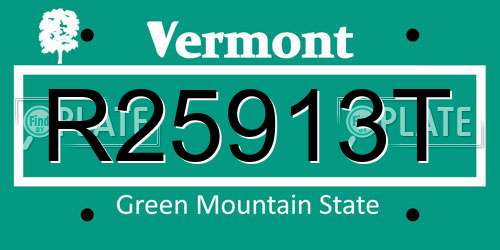 R25913T Vermont License Plate