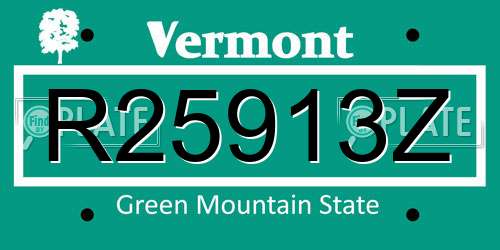 R25913Z Vermont License Plate