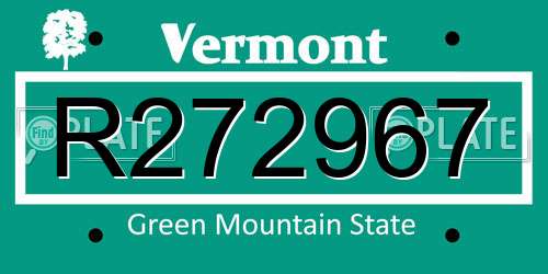 R272967 Vermont License Plate