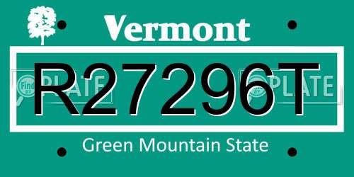 R27296T Vermont License Plate