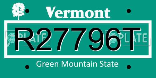 R27796T Vermont License Plate