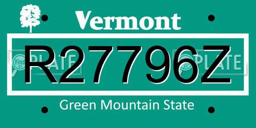 R27796Z Vermont License Plate