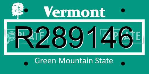 R289146 Vermont License Plate