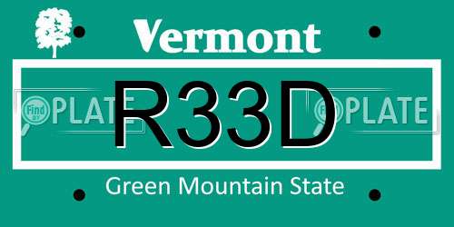 R33D Vermont License Plate